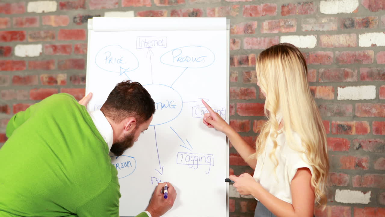 equipo de negocios casuales haciendo una lluvia de ideas juntos