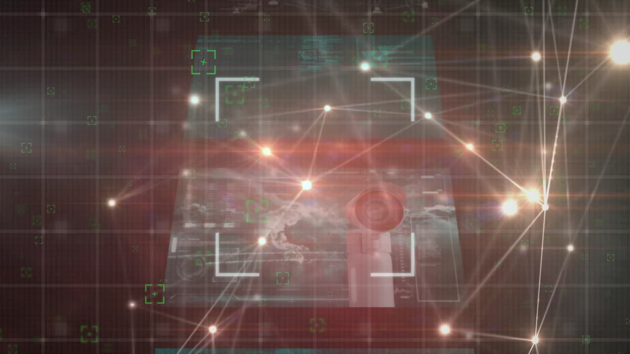 화면과 연결 네트워크에 있는 데이터로 마커 레코딩과 범위의 애니메이션