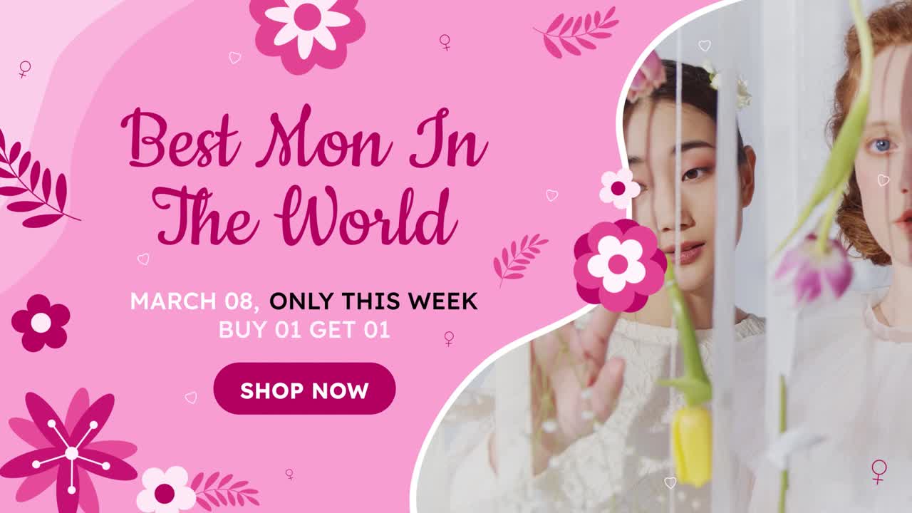 International Women's Day Celebration with Empowering Messages and Floral Graphics