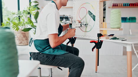 Person using embroidery machine