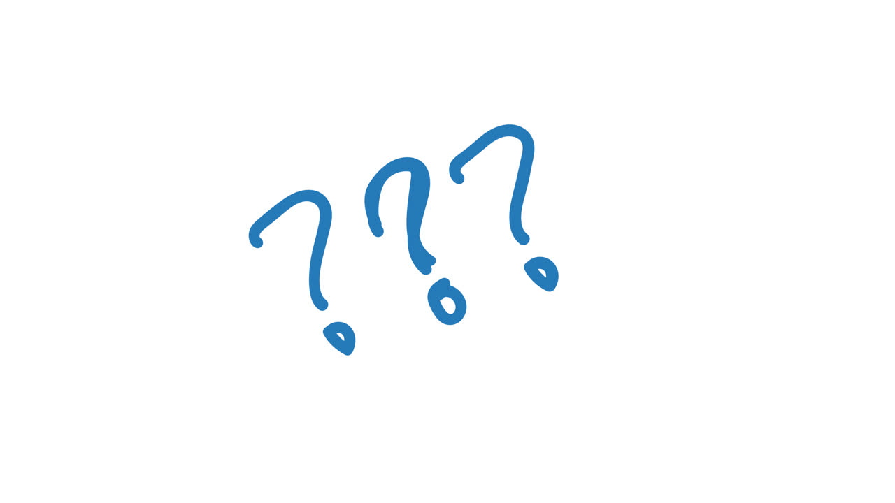 Animated Blue Question Marks Wiggling on White Background
