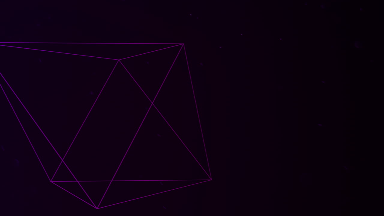 triángulos morados geométricos abstractos en el espacio oscuro con estrellas voladoras