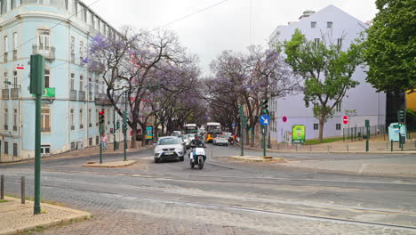 city street scene in lisbon, portugal