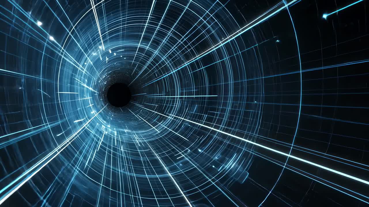 Dynamic video concept of a digital tunnel with a vanishing point perspective
