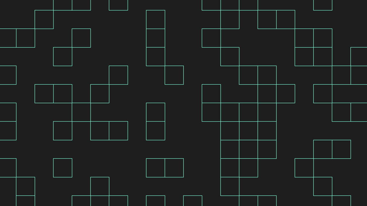 A symmetrical grid pattern on a black background, consisting of squares in varying shades of blue. The design radiates modern and minimalist aesthetic with its precise arrangement and color gradient