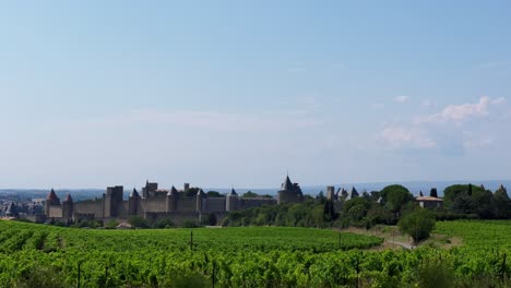 panoramic view of carcassonne medieval castle in france