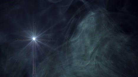 a cross against a cloud of smoke background