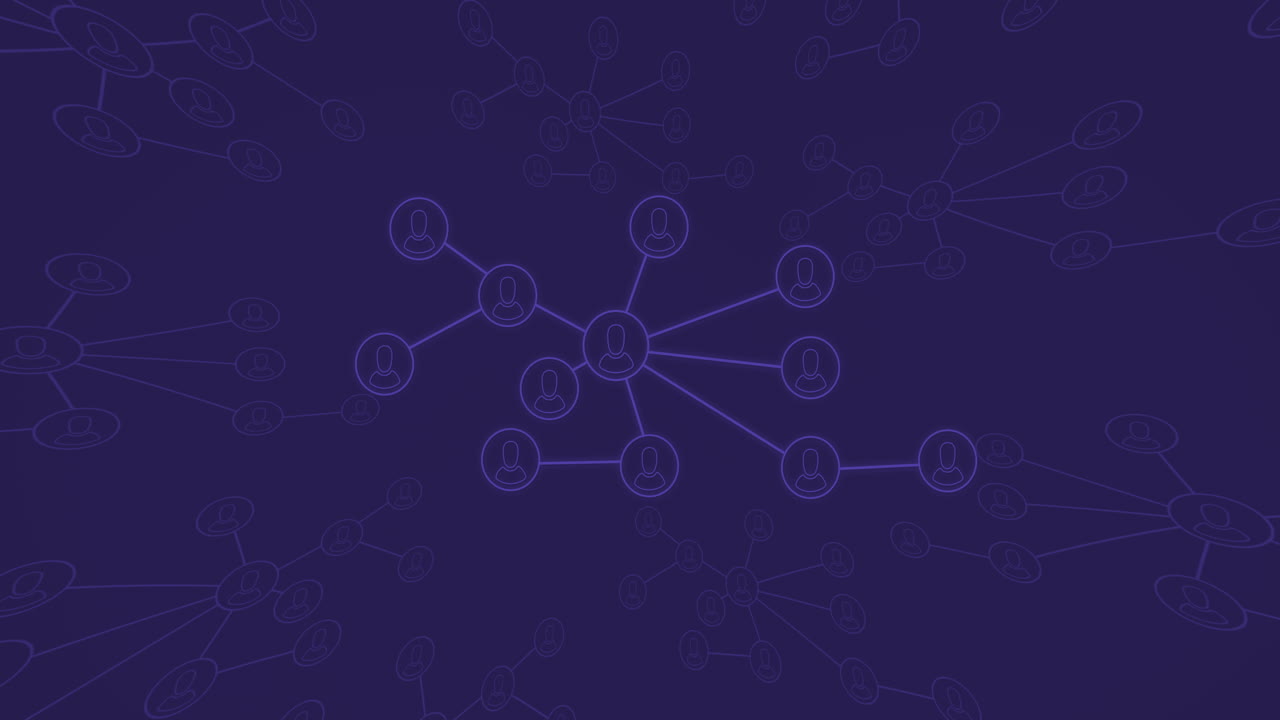 animación de la red de conexiones sobre fondo azul