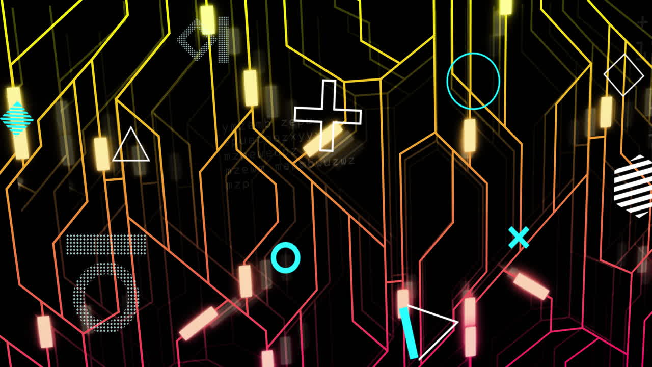 animación del procesamiento de datos digitales a través de una placa de circuitos informáticos