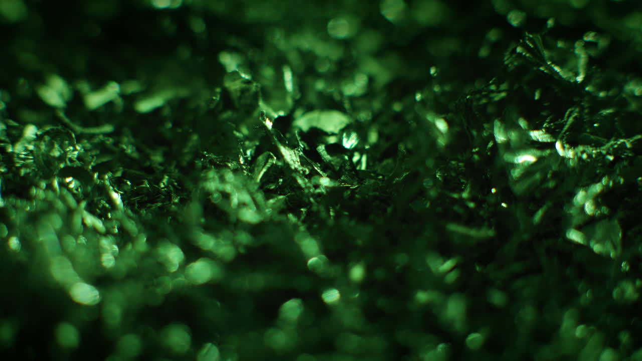 Emerald color metal fillings close-up shot