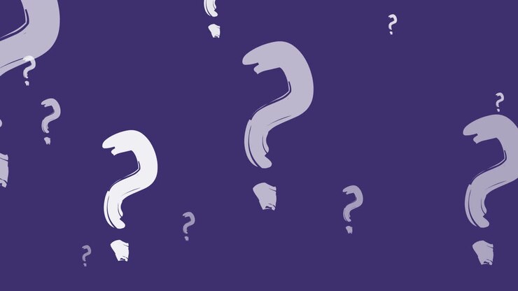 Animation of hand drawn question marks moving on purple background