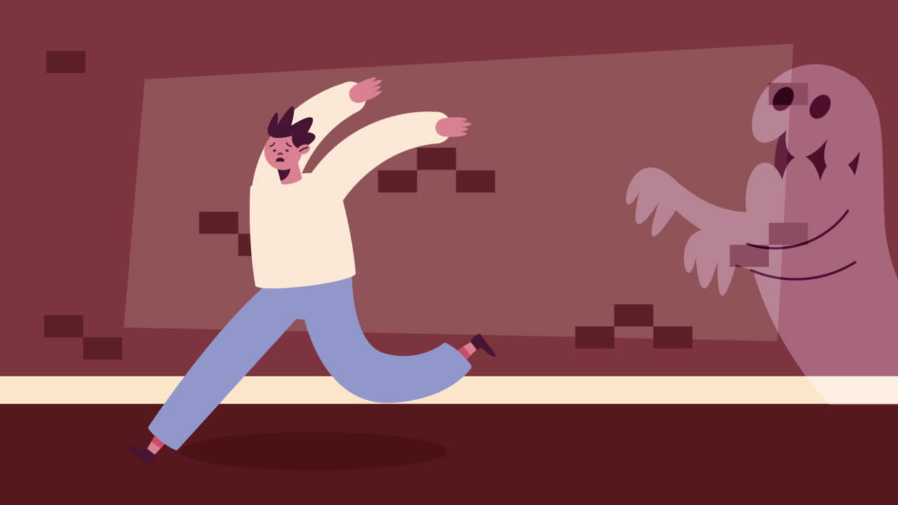 hombre huyendo de un fantasma