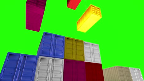 contenedores de carga en la pantalla verde. rendering en 3d