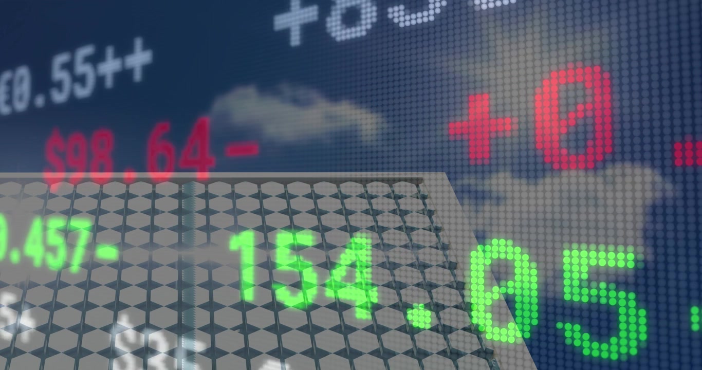 Animatie van financiële gegevens en grafieken over zonnepanelen