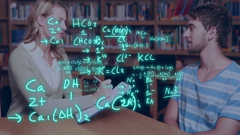 animación de ecuaciones y procesamiento de datos sobre estudiantes caucásicos.