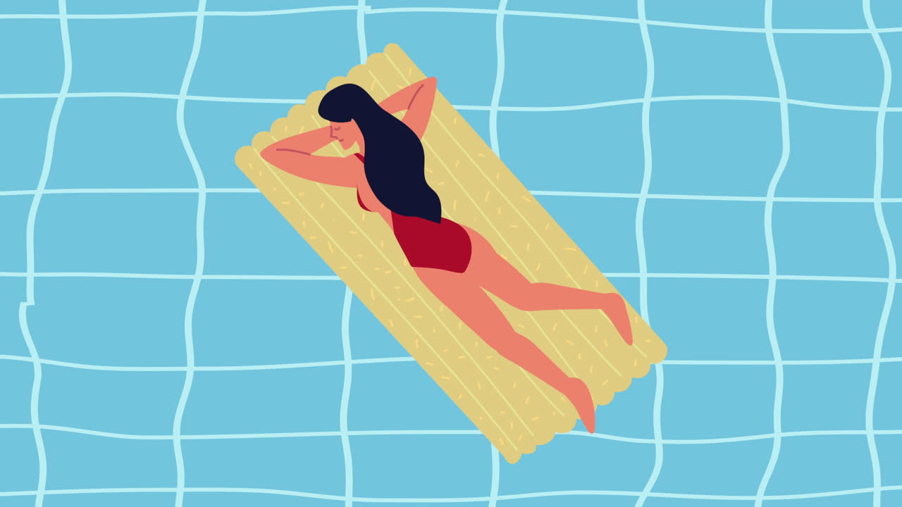 woman relaxing in mat floating animation