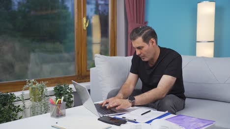 home office worker man completes his work and relax.