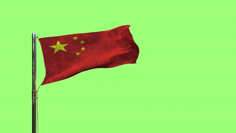 agitando la bandera de china para la celebración nacional en la pantalla verde, aislado