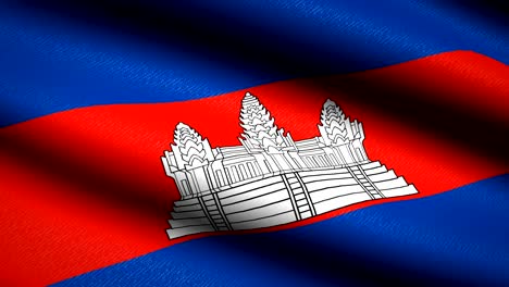 cambodia flag waving textile textured background. seamless loop animation. full screen. slow motion. 4k video