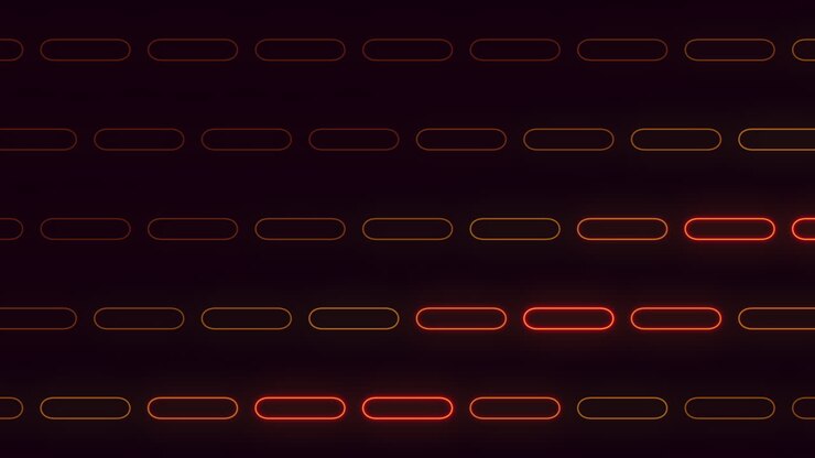 Pulse neon red lines pattern in rows on black gradient