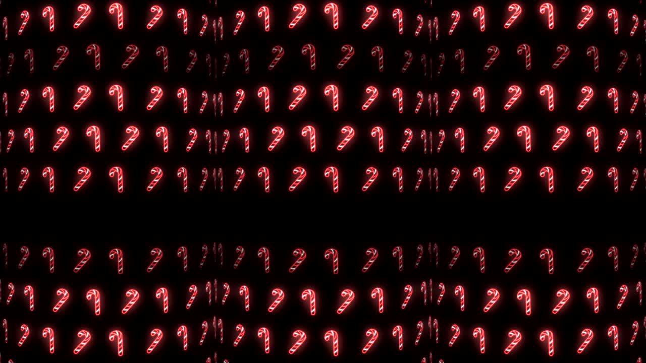 fondo de patrón de navidad de neón estroboscópico de bastón de caramelo en rojo, blanco y negro animación en bucle estroboscópica