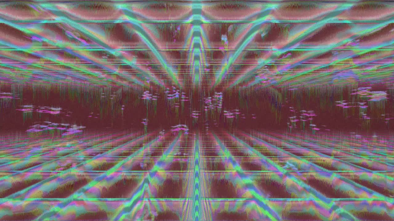 Sobreposição de Grade Glitch Retrô Futurista com Estética Vaporwave