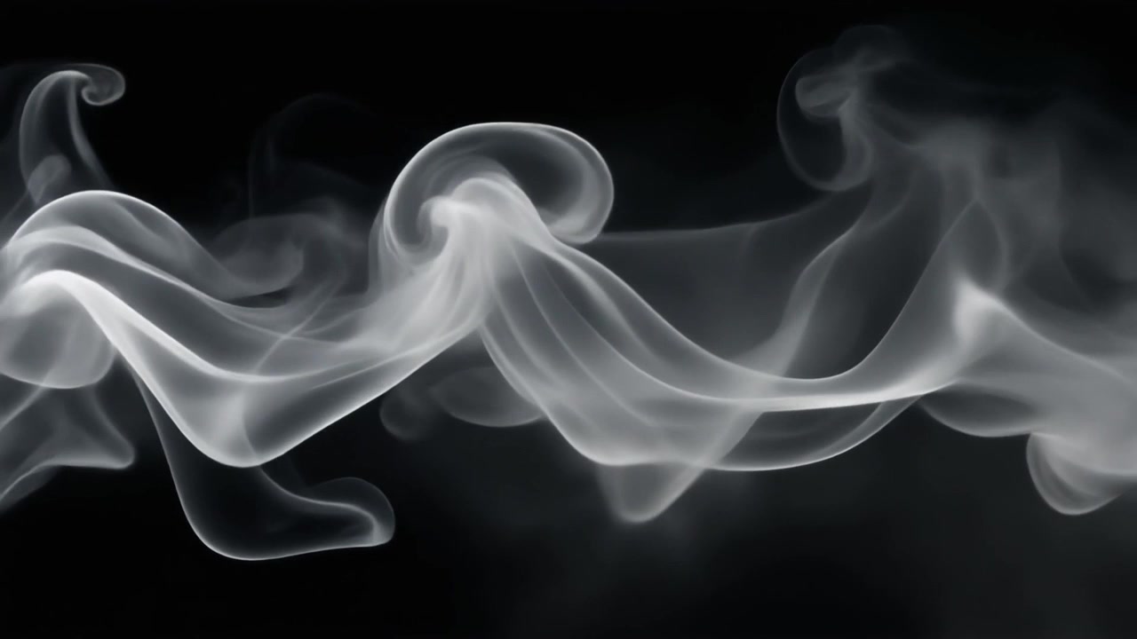 Abstract Fumo bianco che gira su uno sfondo nero