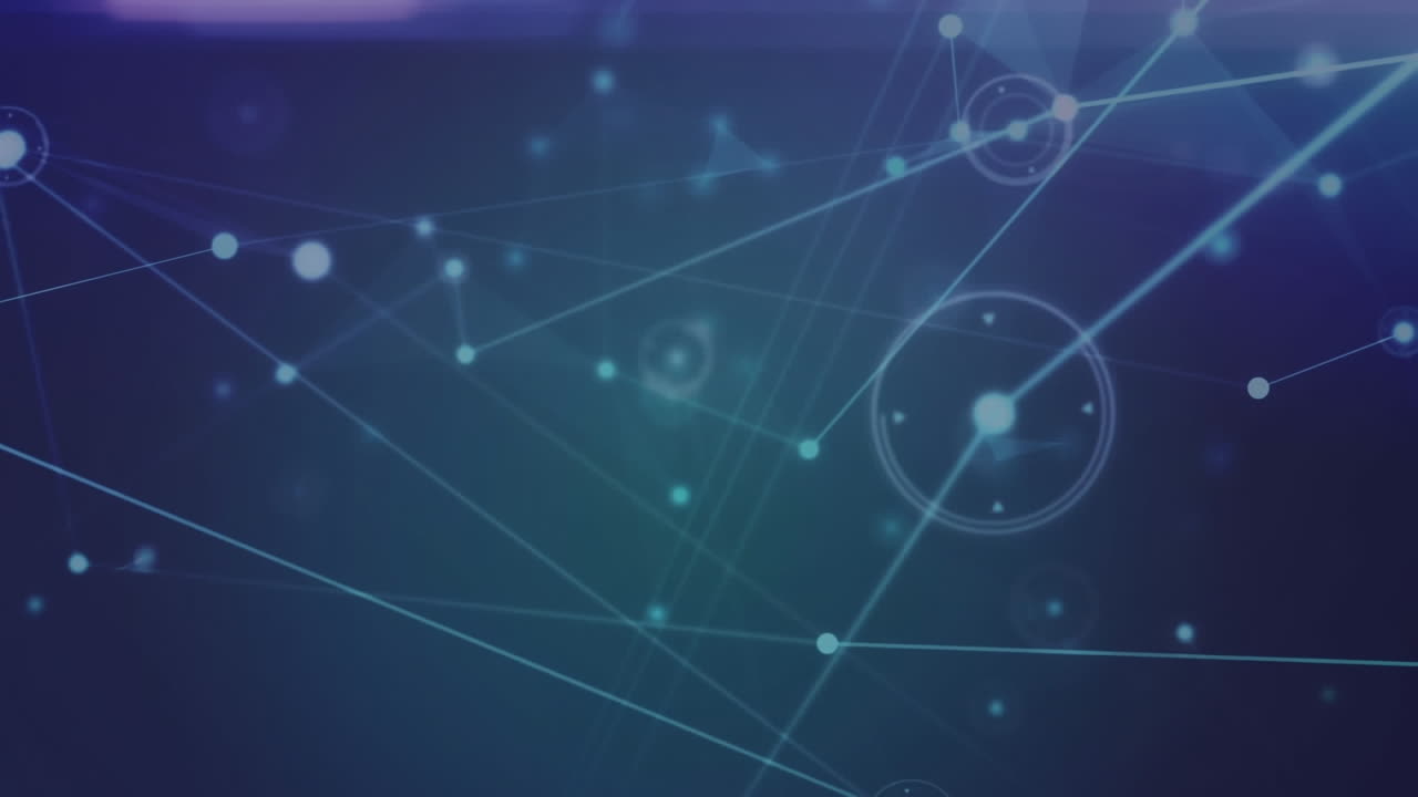 animación de la red de conexiones y senderos de luz contra un fondo azul