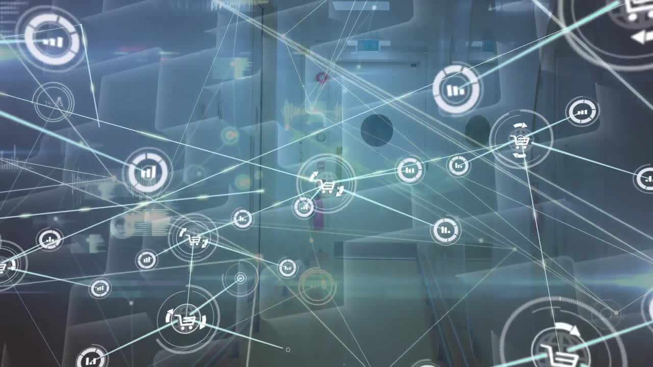 red de conexiones sobre formas de fondo.