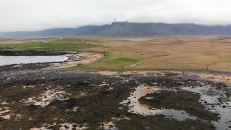 aerial recording of ytri tunga beach in iceland