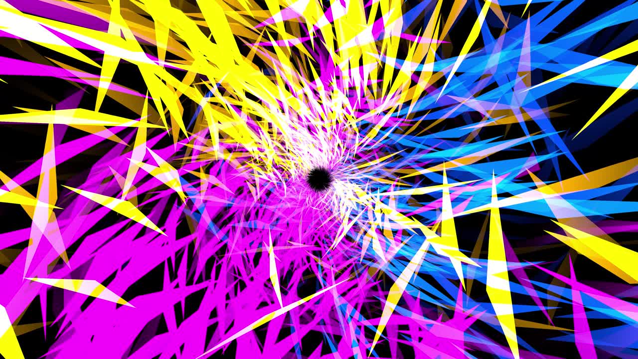 tunnel background of multi colored triangles - seamless loop