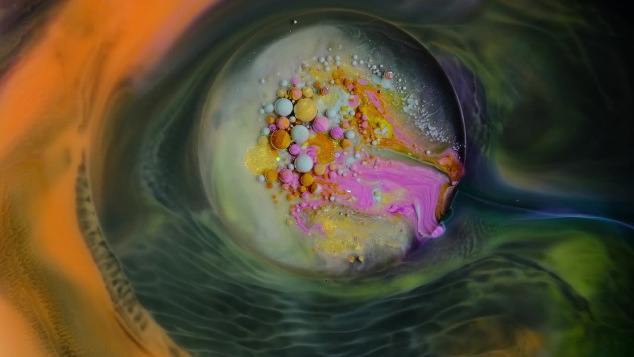 pintura colorida y burbujas fondo abstracto video 4k