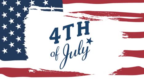 animation of 4th of july text over american flag