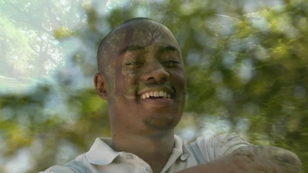 Cheerful man at a park