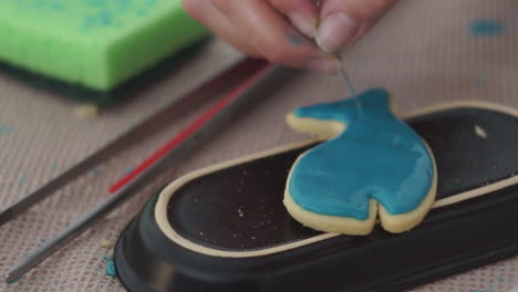 Imágenes-De-Una-Mujer-Caucásica-Haciendo-Y-Glaseando-Galletas-De-Ballena