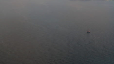 birds eye view of a tourist ship in the aegean sea
