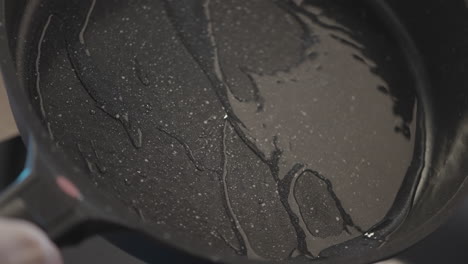 empty frying pan with oil