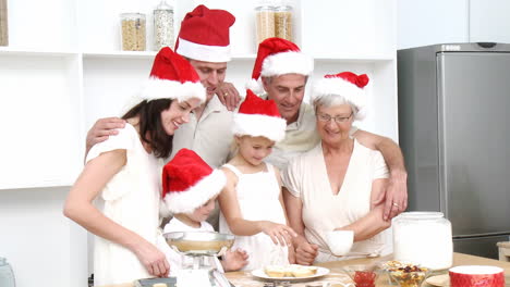 family doing their christmas baking in the kitchen