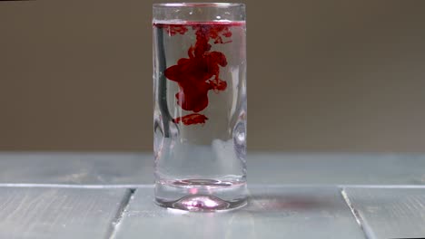 dropping drops of red food dye into a single glass