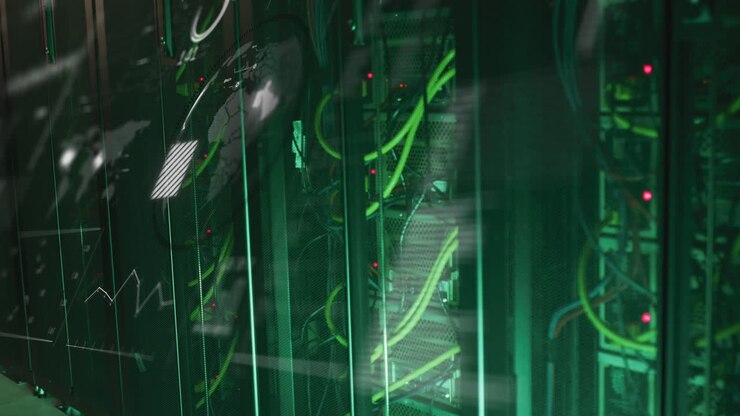 Animazione di un'interfaccia con elaborazione dati su un primo piano di un server