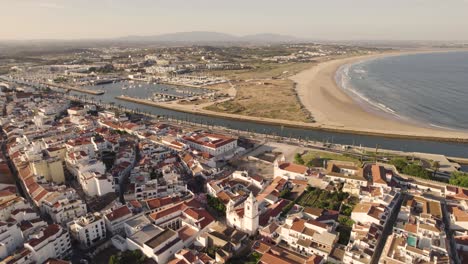 fly-over bensafrim harbour and estuary along old town lagos, algarve