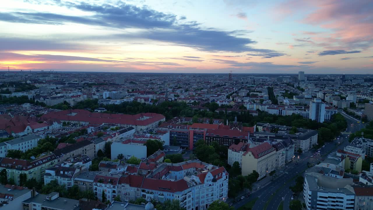Stunning Sunset Aerial View of Berlin Cityscape