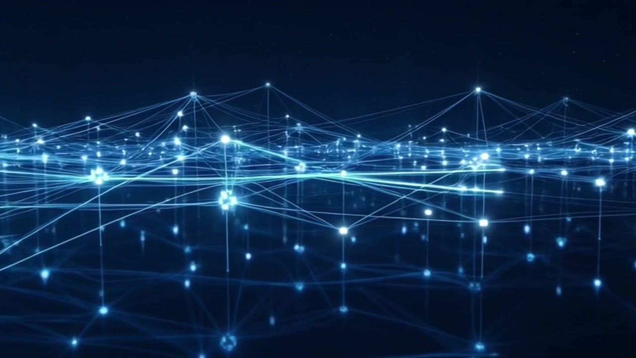 Abstract Digital Network Connection with Glowing Nodes and Lines