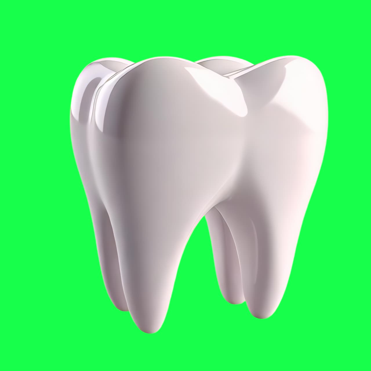 Glossy tooth model illustration animation, transparent 4K video, green screen