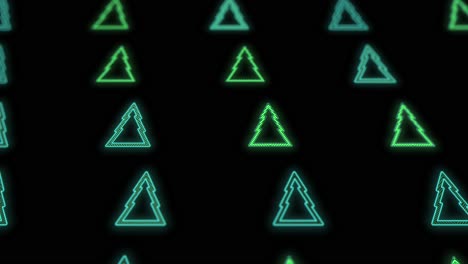 Neon-green-Christmas-trees-pattern-on-black-gradient