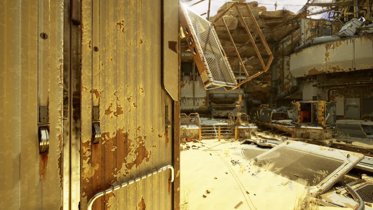 Urban decay showcases peeling paint and rust in abandoned industrial site