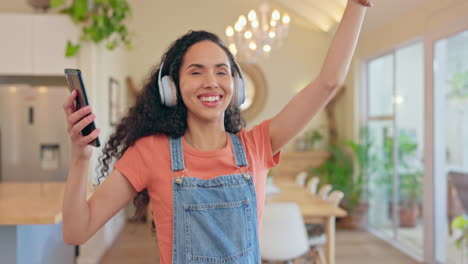 home, dancing and woman with a cellphone