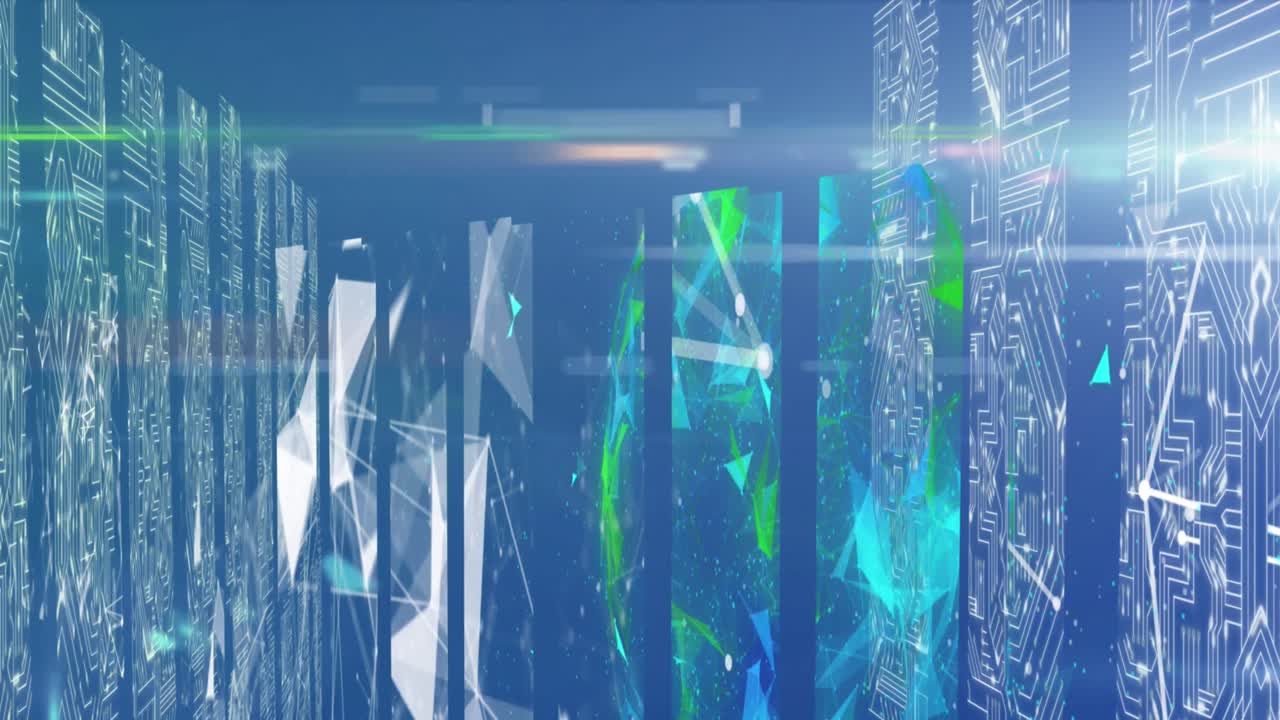 animación de la red de conexión a través del procesamiento de datos en servidores informáticos