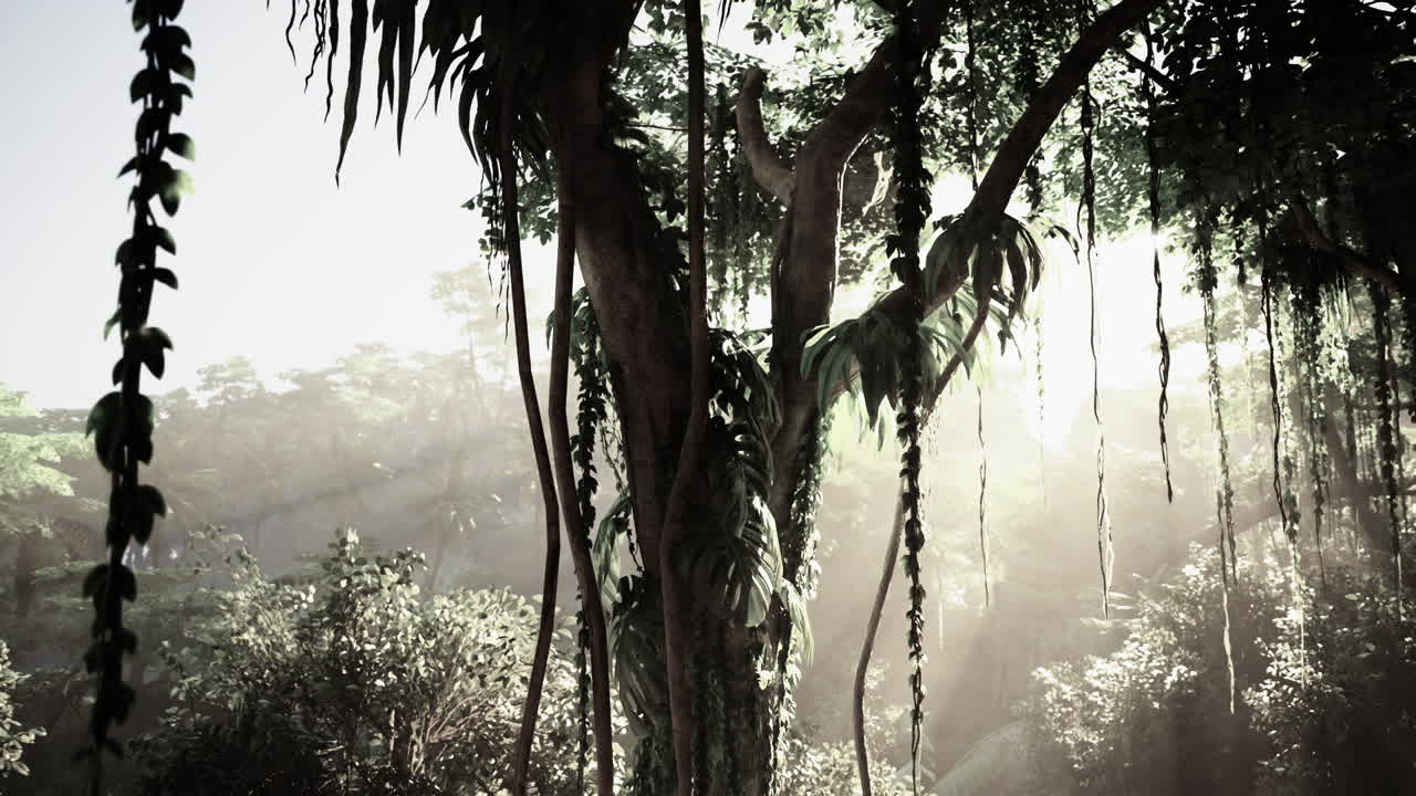 amanecer en una exuberante selva tropical