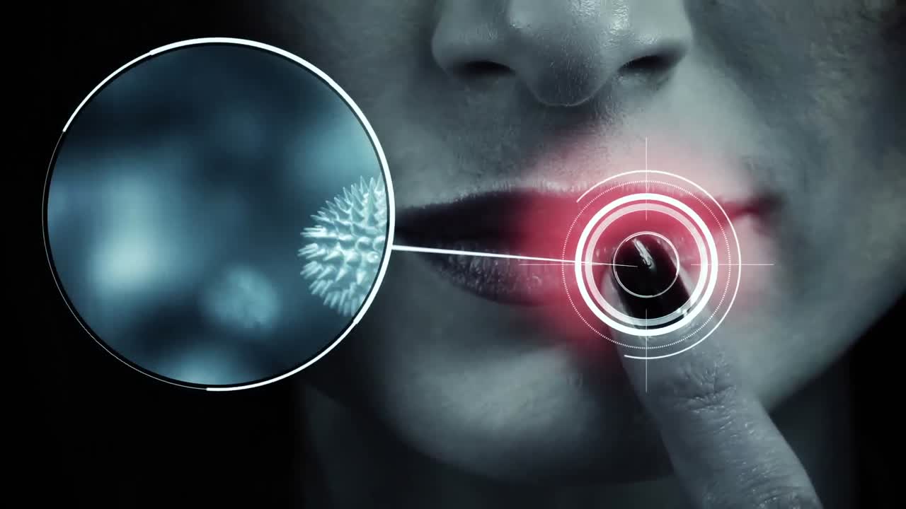 vista de cerca de una mujer tocando sus labios